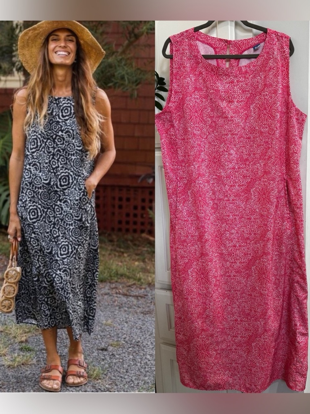 Rip Skirt Long Sun Dress Sz XXL Red Print  Floral Hawaiian Beach Travel Cover Up